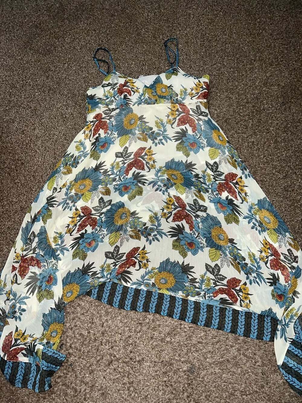 American Rag Cie Floral Print Asymmetrical Hem Sleeveless Dress